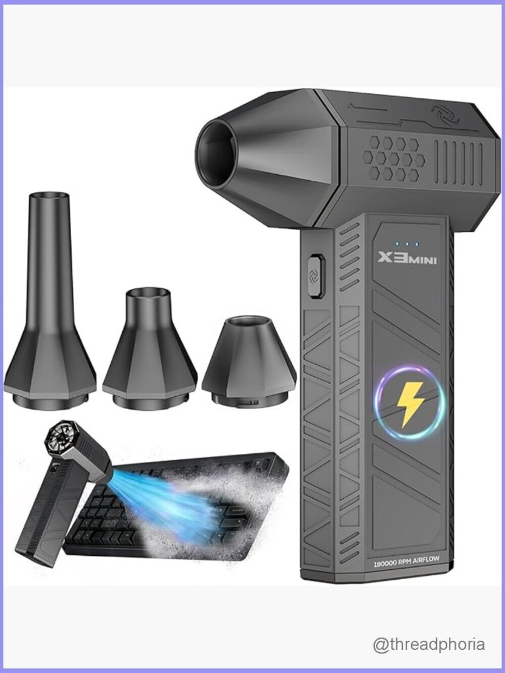 Rechargeable Cordless Air Blower 180000RPM Turbo Fan Duster for Keyboard PC Car